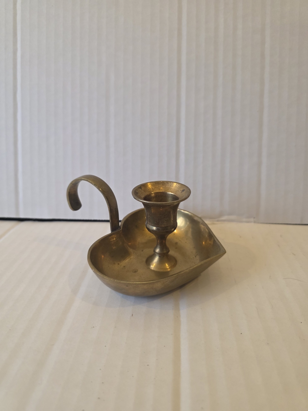 Vintage Brass Heart-Shaped Chamberstick Candle Holder
